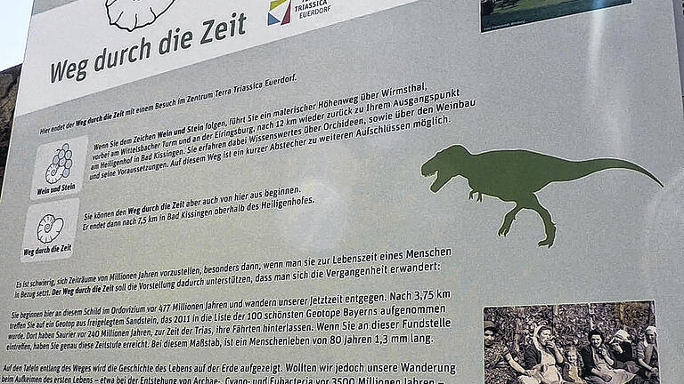 Längst vergangene Zeiten: Tafeln informieren die Wanderer zwischen Euerdorf und Bad Kissingen über die Zeit der Dinosaurier.