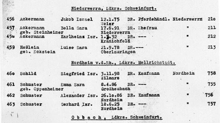 Auf der Liste für die Deportation am 25. April 1942 findet sich der Name von Gerhard Schuster.