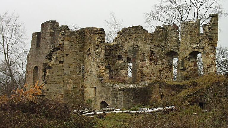 Überwucherte Mauerreste: die Burganlage der Ruine Raueneck stammt aus dem 13. Jahrhundert.