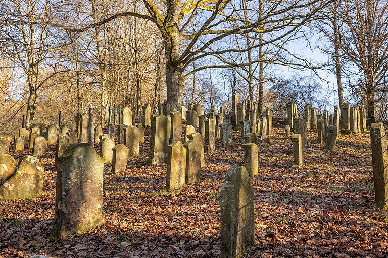 Auf dem nordöstlich von Schweinshaupten gelegenen Jüdischen Friedhof befinden sich 119 Grabsteine. Auf dem nordöstlich von Schweinshaupten gelegenen Jüdischen Friedhof befinden sich 119 Grabsteine.
