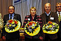 Verabschiedungen beim BLSV-Bezirkstag: (von links) Günther Jackl (Bezirksvorsitzender), Burkard Rickert (ehem. Bezirksreferent Sportstätten), Hermann Roos (ehem. Bezirksvorsitzender), Ellen Tonne (Referentin Seniorensport), Anton Kendel (Referent Schule & Sport), Günther Lommer (BLSV-Präsident), Renate Menzel (stellvertretende Bezirksvorsitzende) und Karl-Heinz Hübner (stellvertretender Bezirksvorsitzender).