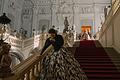 Sisi (Dominique Devenport) ist übel, als sie die Treppe in der Würzburger Residenz, die hier die Wiener Hofburg verkörpert, hinunterstürmt. Szene aus der Serie 'Sisi', die RTL ab Dienstag, 28. Dezember, ausstrahlt.