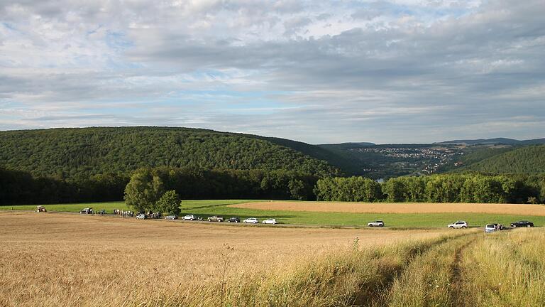 Auf einer Lichtung oberhalb von Harrbach soll eine Photovoltaikanlage entstehen. Im Hintergrund ist Adelsberg zu sehen.&nbsp;