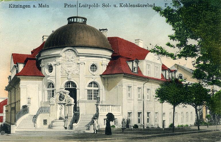 Diese alte Postkarte zeigt das Kitzinger Prinzregent-Luitpold-Bad um 1914. Bis in die 1970er-Jahre wurde es tatsächlich als Volksbad genutzt. Heute sind darin Volkshochschule und Stadtbücherei.