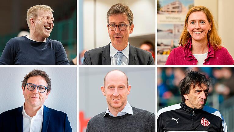 Drücken den Würzburger Kickers für die Aufstiegsspiele die Daumen: (oben von links) Steffen Liebler, Christian Schuchardt, Judith Jörg, (unten von links) Martin Heilig, Thomas Lurz und Claus Reitmaier.