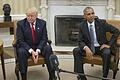 Der damalige US-Präsident Barack Obama und Donald Trump im Oval Office November 2016. Foto: Michael Reynolds       -  Grundverschiedene Männer, grundverschiedene Politiker: Donald Trump (l.) und Barack Obama waren erst vor wenigen Jahren US-Präsidenten.