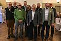 Auf dem Foto (von links): Beisitzer Volker Kleinfeld, Giebelstadt, Altlandrat des Landkreises Würzburg, Eberhard Nuß, Kassier Franz Olbrich, Oberpleichfeld, Schriftführer Heinz Dorsch, Seinsheim, stellv. Landrätin des Landkreises Kitzingen und 2. Vorsitzende Doris Paul, Wiesenbronn, 1. Vorsitzender Ludwig Götzelmann, Waldbrunn, Beisitzer Wilhelm Sturm, Hüttenheim, Landrat des Landkreises Würzburg, Thomas Ebert, 1. Bürgermeister Markt Giebelstadt, Helmut Krämer.
