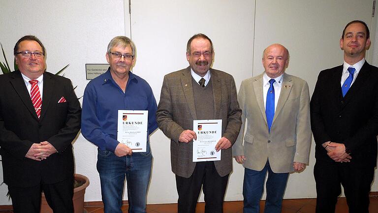 Im Bild von links: Frank Baumann (Vorsitzender), Manfred Zorn, Uwe Heimrich, Klaus Rosenberger (Ehrenvorsitzender) und Dirk Reimer (Zweiter Vorsitzender).