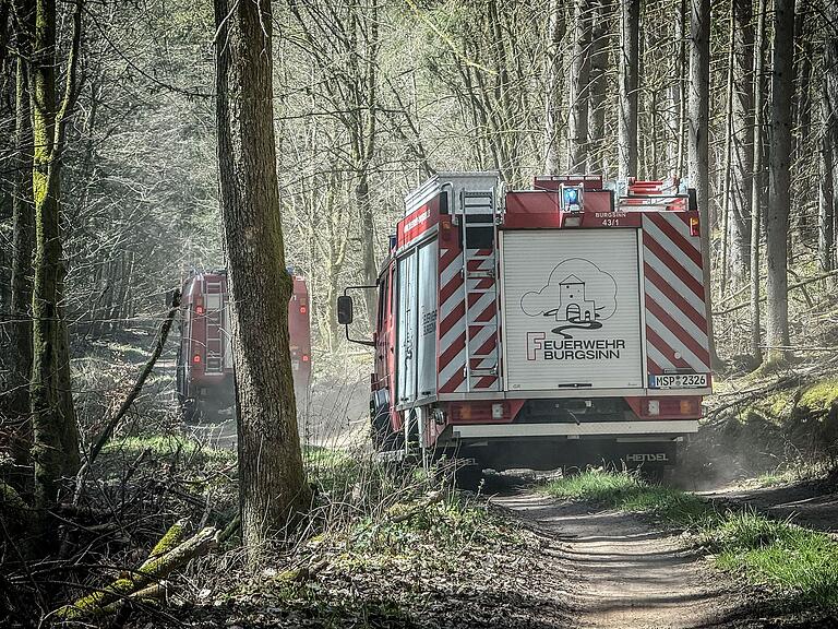 Feuerwehreinsatz bei Mittelsinn am Samstagmittag: Eine Fläche von rund 1000 Quadratmetern brannte, nachdem ein privates Feuer außer Kontrolle geraten war. Feuerwehreinsatz bei Mittelsinn am Samstagmittag: Eine Fläche von rund 1000 Quadratmetern brannte, nachdem ein privates Feuer außer Kontrolle geraten war.
