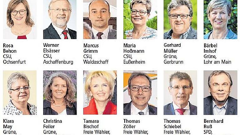 Die 24 neuen unterfränkischen Bezirksräte (2018-2023)