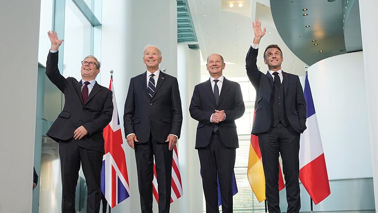 Besuch von US-Präsident Biden - Biden und Scholz trafen sich auch mit dem französischen Präsidenten und dem britischen Premier. Besuch von US-Präsident Biden - Biden und Scholz trafen sich auch mit dem französischen Präsidenten und dem britischen Premier.