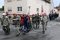 Mit ihrer handbetriebenen Feuerlöschpumpe zog die Feuerwehr Wustviel beim Kirchaicher Festumzug ein originelles Gerät aus längst vergangener Zeit durch die Straßen.