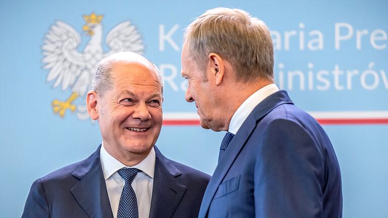 Deutsch-polnische Regierungskonsultationen       -  Gute Stimmung: Olaf Scholz (l) und Donald Tusk versuchen einen Neuanfang.