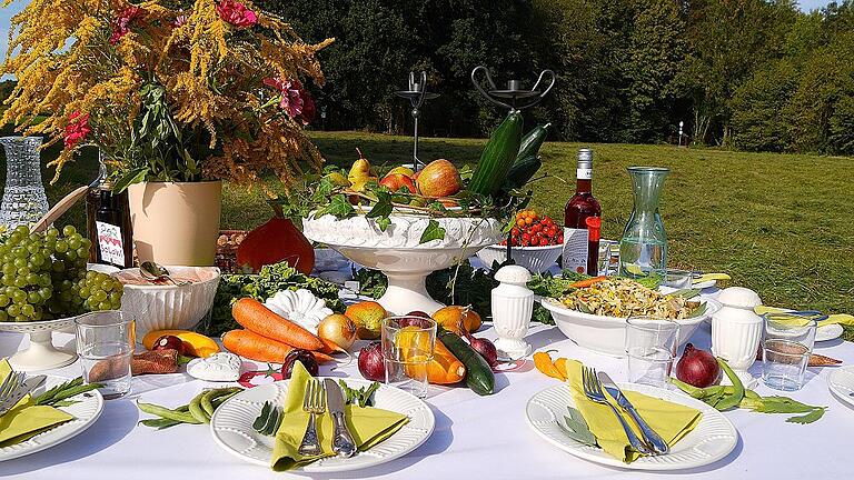 Vorgriff auf die nächste Ernte. Im Grünen hatte man einen Tisch gedeckt, um Appetit zu machen auf die Solidarische Landwirtschaft Schweinfurt.