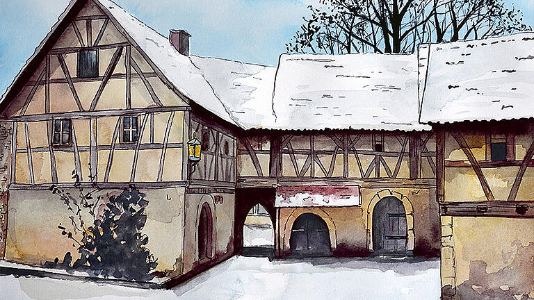 Die Oberstreuer Gaden im Schnee mag der kanadische Künstler Sean Alistair, dessen neue Heimat das Streutal ist, besonders gerne. Sie sind Teil der neuen Winter- und Weihnachtskollektion der Postkarten und Drucke, die im November erscheint. Die Oberstreuer Gaden im Schnee mag der kanadische Künstler Sean Alistair, dessen neue Heimat das Streutal ist, besonders gerne. Sie sind Teil der neuen Winter- und Weihnachtskollektion der Postkarten und Drucke, die im November erscheint.