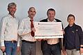 Auf dem Foto Bernd Menzel (Sportleiter AMC), Claus Scheeres (Bereitschaftsleiter BRK Bad Königshofen), Ralf Baumeister (Geschäftsführer Kreisverband des BRK Rhön Grabfeld), Sylvia Wacker (Vorsitzende AMC).