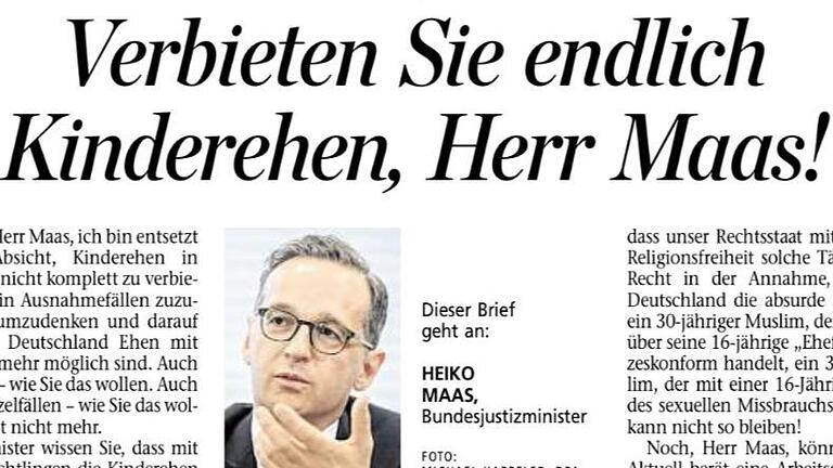 Samstagsbrief Überschrift Maas       -  Der jüngste Samstagsbrief vom 19.11.2016 an den Bundesjustizminster Heiko Maas nur mit Überschrift.