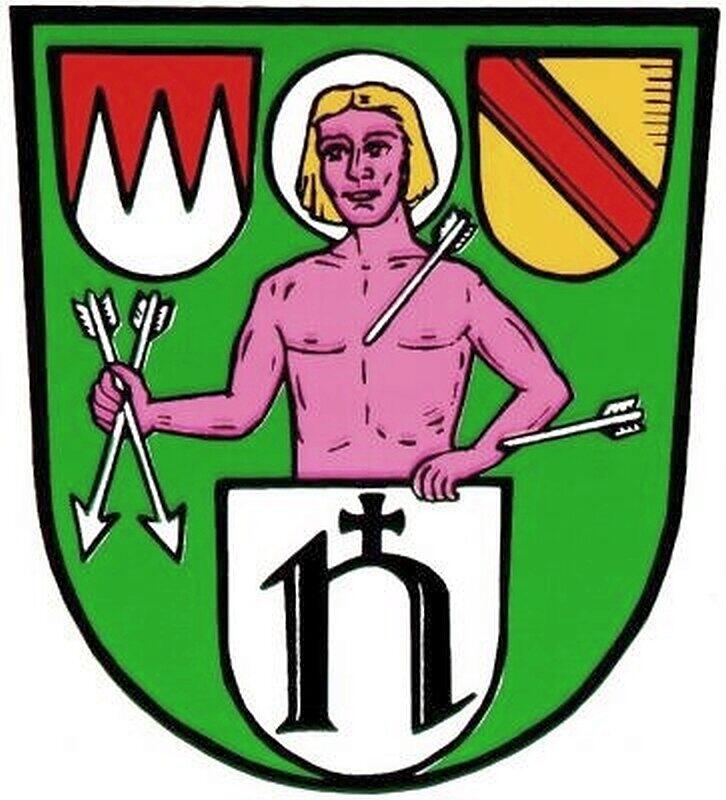 Heute erinnert in Steinfeld, das dem Amt den Namen gab, ein Detail im Wappen an diese kurze Zeitspanne in der 1200-jährigen Dorfgeschichte. Ein altes Gemeindesiegel aus dem 18. Jahrhundert mit dem Heiligen Sebastian bildete die Grundlage des Gemeindewappens. Der Großbuchstabe N aus dem Wappen des Klosters Neustadt erinnert an die Zugehörigkeit von Steinfeld zu diesem Kloster. Der fränkische Rechen bezieht sich auf die bis zum Ende des Alten Reichs 1803 währende Landesherrschaft des Hochstifts Würzburg. Der goldene Schild mit dem roten Schrägbalken ist das Wappen von Baden und erinnert an die kurze Zugehörigkeit der Gemeinde bis 1819 zum Großherzogtum Baden. Heute erinnert in Steinfeld, das dem Amt den Namen gab, ein Detail im Wappen an diese kurze Zeitspanne in der 1200-jährigen Dorfgeschichte. Ein altes Gemeindesiegel aus dem 18. Jahrhundert mit dem Heiligen Sebastian bildete die Grundlage des Gemeindewappens. Der Großbuchstabe N aus dem Wappen des Klosters Neustadt erinnert an die Zugehörigkeit von Steinfeld zu diesem Kloster. Der fränkische Rechen bezieht sich auf die bis zum Ende des Alten Reichs 1803 währende Landesherrschaft des Hochstifts Würzburg. Der goldene Schild mit dem roten Schrägbalken ist das Wappen von Baden und erinnert an die kurze Zugehörigkeit der Gemeinde bis 1819 zum Großherzogtum Baden.