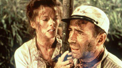 50. Todestag von Humphrey Bogart       -  Bogart in 'African Queen' mit Katharine Hepburn.