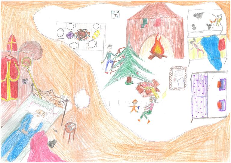 'Nikolaus, wach auf!' - gemalt von Johanna Wanko (11) aus Würzburg. 'Nikolaus, wach auf!' - gemalt von Johanna Wanko (11) aus Würzburg.