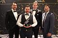 Sind Erfolg gewöhnt - und fassen jetzt Fuß im Silicon Valley: die Chefs und Gründer der Scoutbee GmbH in Würzburg Lee Galbraith (von links), Gregor Stühler, Fabian Heinrich und Christian Heinrich. Das Bild zeigt sie bei der Preisverleihung der World Procurement Awards im Mai 2019 in London.
