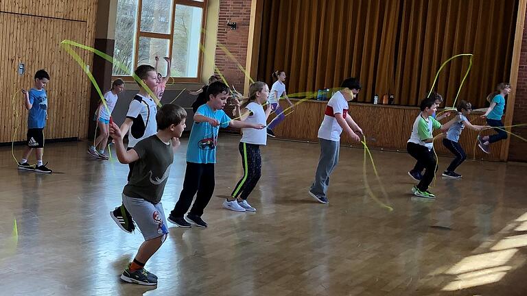 Eifrige Seilspringer beim Skipping Heart Workshop in Distelhausen.