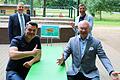 Endlich darf wieder gelacht werden. Beim Volkacher Kabarett-Sommer freuen sich (vorne von links) Marcel Gasde von der Comödie Fürth, Martin Rassau, Volkachs Bürgermeister Heiko Bäuerlein (hinten von links) und Tourismusleiter Marco Maiberger auf 17 Veranstaltungen mit jeweils 200 Besuchern.