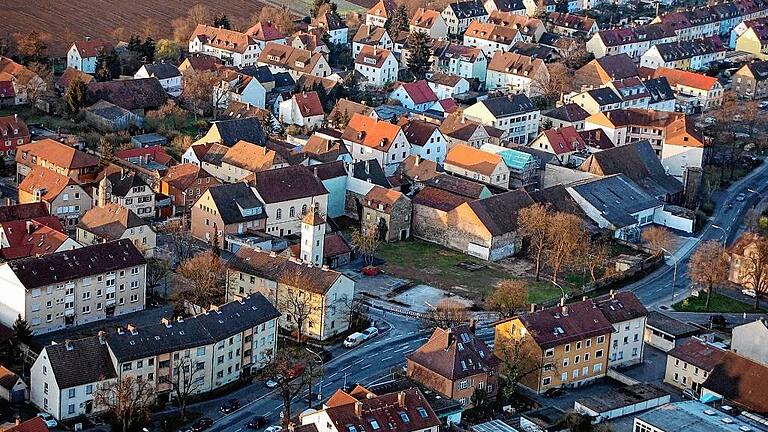 Oberndorf, vom Heißluftballon aus fotografiert.