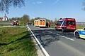 Rettungsdienst, Feuerwehr, Polizei und zur Sicherheit sogar der Rettungshubschrauber waren am Samstag wegen eines Verkehrsunfalls an der Vogelsburg bei Volkach im Einsatz.