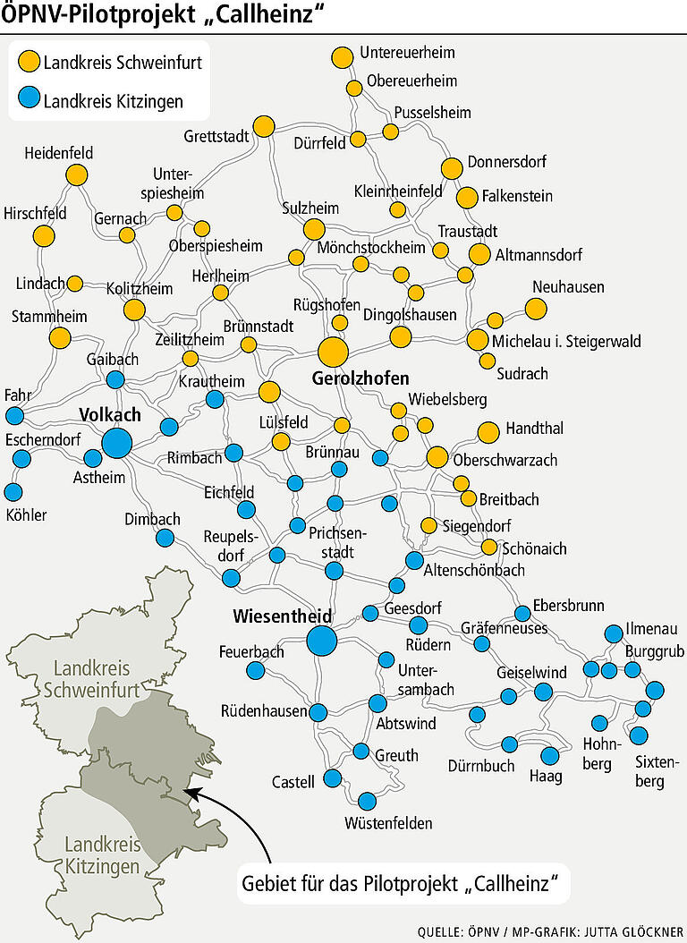 Wie Taxifahren, nur billiger: Ab 2. Mai soll 'Callheinz' im Alt-Landkreis Gerolzhofen Lücken im ÖPNV füllen