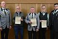 Auf dem Bild (von links): 1. Schützenmeister Peter Sopp, Gregor Leusser, Julius Liebenstein, Joachim Nätscher, 1. Gauschützenmeister Andreas Kleineberg.&nbsp;