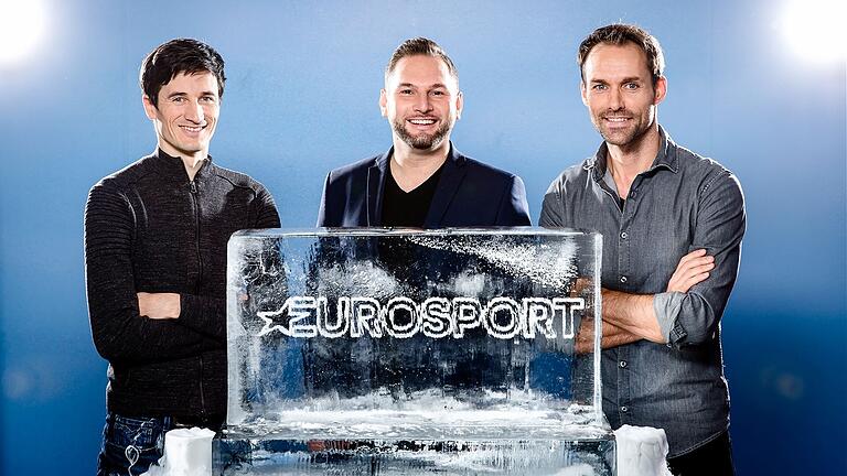 Das Skispring-Team von Eurosport in der Saison 2016/17 (von links): Martin Schmitt, Matthias Bielek und Sven Hannawald.