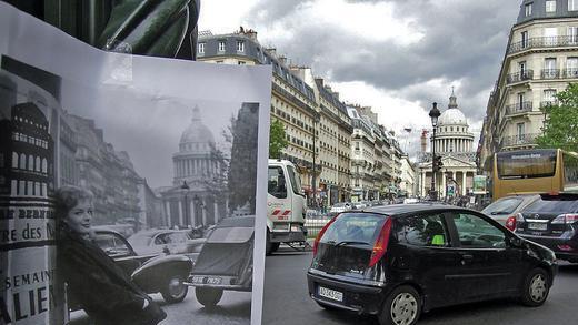 Nachgespürt: Romy bei Dreharbeiten zum Film &bdquo;Monpti&ldquo; in Paris. Der Künstlertreff &bdquo;Les Deux Magots&ldquo;, wo die Schauspielerin gerne ein Glas Wein trank. Und Regine Zweifel (unten), die auf Romys Spuren durch Paris führt.