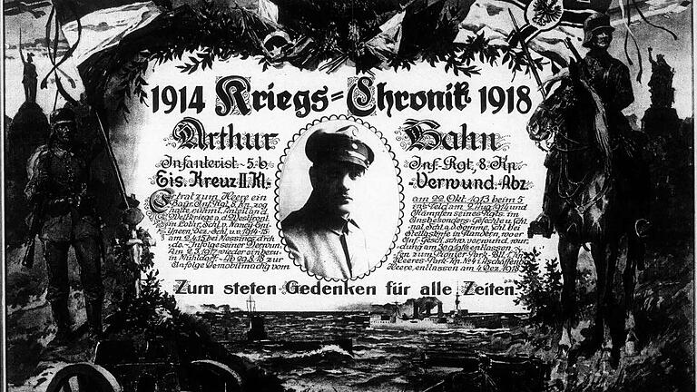 Der Gerolzhöfer Jude Arthur Hahn kämpfte als Infanterist im Ersten Weltkrieg. Für bewiesene Tapferkeit auf dem Schlachtfeld erhielt er das Eiserne Kreuz zweiter Klasse sowie das Verwundetenabzeichen, wie diese überlieferte Urkunde zeigt.