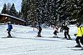 Skigruppe der Realschule Gerolzhofen bei der Talabfahrt am Schatzberg in Tirol.