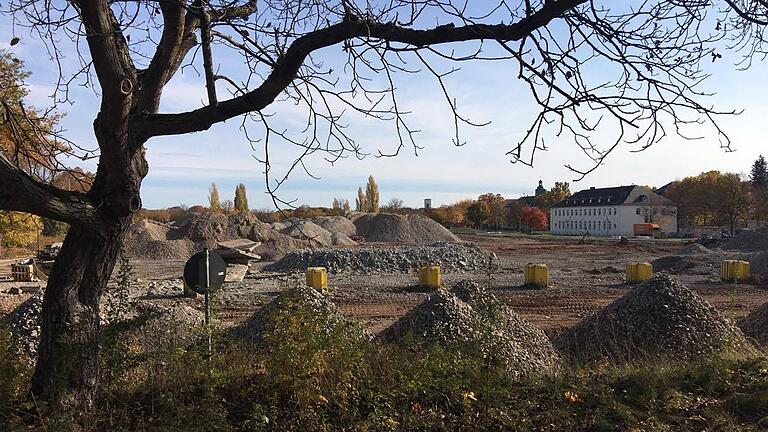 Blick von Westen her auf das Gelände der Landesgartenschau in der Ledward-Kaserne, in der der Abriss der früheren Panzerhallen mittlerweile abgeschlossen ist. Blick von Westen her auf das Gelände der Landesgartenschau in der Ledward-Kaserne, in der der Abriss der früheren Panzerhallen mittlerweile abgeschlossen ist.