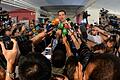 TOPSHOTS-GREECE-EU-REFERENDUM-DEBT       -  Alle Blicke waren auf ihn gerichtet: Griechenlands Ministerpräsident Alexis Tsipras nach seiner Stimmabgabe für das Referendum in einer Schule am Stadtrand von Athen.