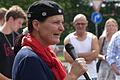 Die Würzburger Biologin Ulrike Kämmerer im Sommer 2020 auf einer Corona-Demo in Schweinfurt.