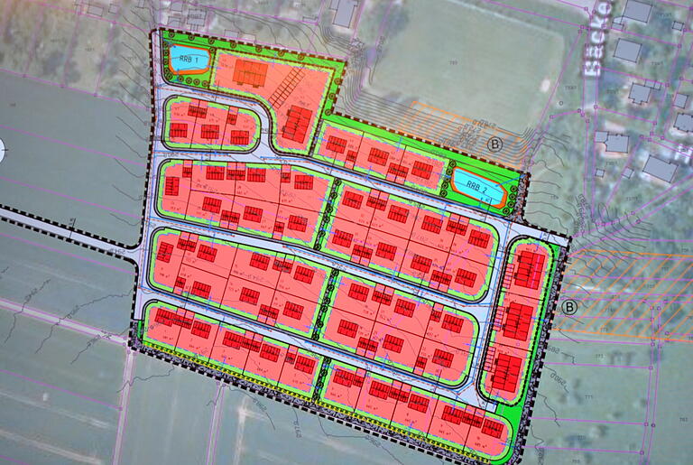 So ungefähr könnte das in drei Bauabschnitte eingeteilte Baugebiet „Holzleite“ aussehen. Bis auf einige Änderungen waren die Gemeinderäte damit einverstanden.
