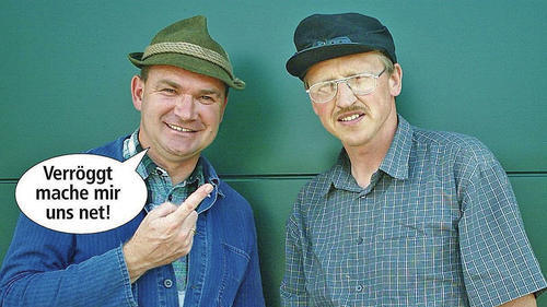 Zur Faschingszeit verwandeln sich Fredi Breunig (links) und dessen Freund Martin Wachenbrönner in das Rhön-Grabfelder Kabarett-Duo „Gotthold und Eustach“. Zur Faschingszeit verwandeln sich Fredi Breunig (links) und dessen Freund Martin Wachenbrönner in das Rhön-Grabfelder Kabarett-Duo „Gotthold und Eustach“.