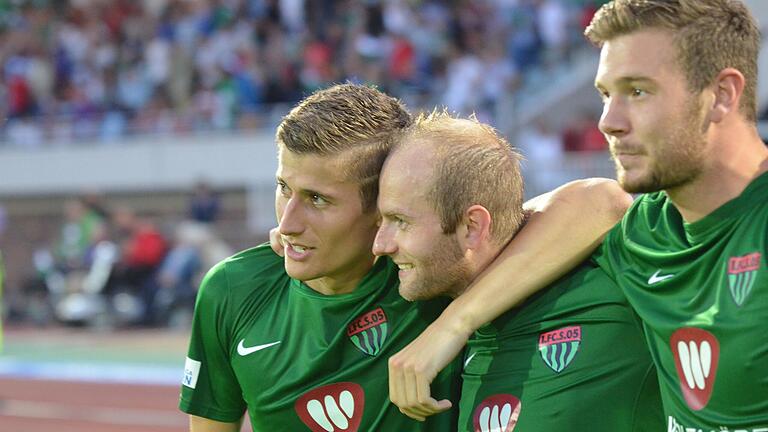 Torschützen unter sich: Steffen Krautschneider, Daniel Mache und Tom Jäckel trafen 2013 für den FC 05 Schweinfurt beim Derbysieg gegen die Würzburger Kickers.