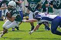 DIe Chargers Schweinfurt (links, hier gegen Würzburg) sind in die Bayernliga des American Football aufgestiegen.