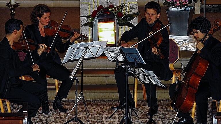 Musik auf hohem Niveau: Ein herausragendes Konzert boten der preisgekrönte Künstler Nimrod Guez, Professor an der Musikfachschule Würzburg, sowie die Mitglieder der Bamberger Symphoniker Dagmar Puttkammer, Wolfram Hauser und Markus Mayers (von links).