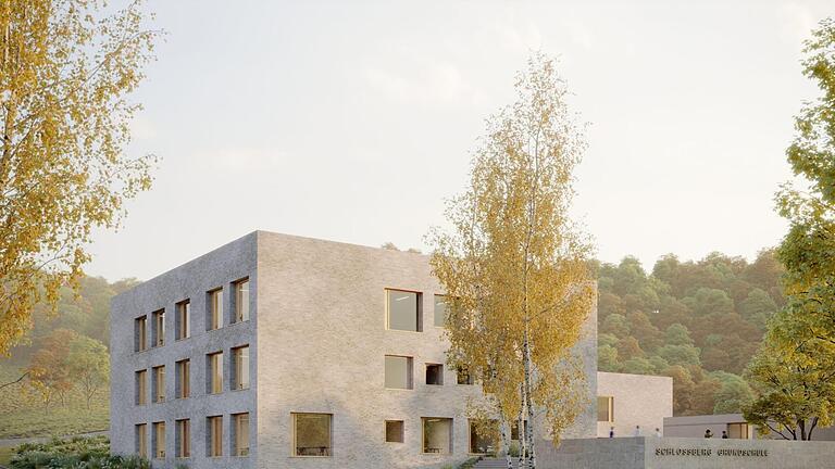 Schick und kühl: So  könnte die Schlossberg Grundschule in Nüdlingen bald aussehen.       -  Die neue Schlossberg-Schule in Nüdlingen war Thema in der Bürgerversammlung in Haard.