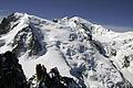 Montblanc       -  Blanc du Tacul (l), Mont Maudit (M) und der Mont Blanc (r). Foto: Balzarini