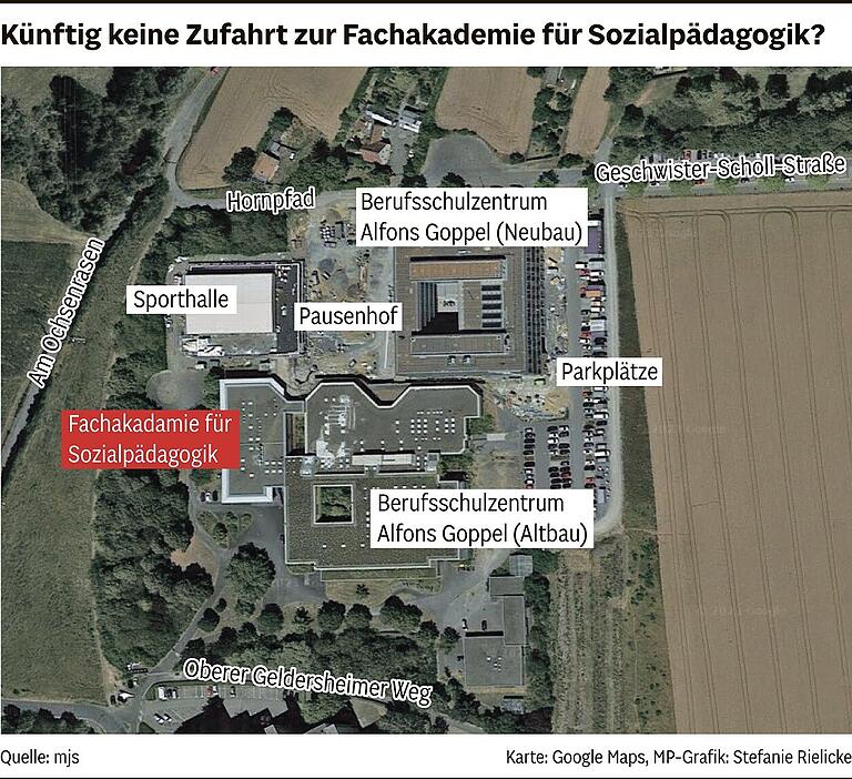 Neubau der Berufsschule: Fachakademie für Sozialpädagogik fehlt nun die Zufahrt Neubau der Berufsschule: Fachakademie für Sozialpädagogik fehlt nun die Zufahrt