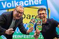 Volker Heißmann und Marco Maiberger (rechts) bei der Ankündigung des Volkacher Kabarett-Sommers.
