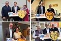 Markus Merz (Vorstandsvorsitzender der VR-Bank Main-Rhön) und Frank Hefner (stellv. Vorstandsvorsitzender der VR-Bank Main-Rhön) zusammen mit den Vertretern der Tafeln