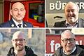 Die Verantwortlichen der Großveranstaltung 500 Jahre Fasenacht ziehen Bilanz: (oben) Kreisbrandrat Florian List, Bürgermeister Sven Nickel, (unten) RFK-Präsident Fabian Hörnis und IG-Vorsitzender Andreas Czerny.