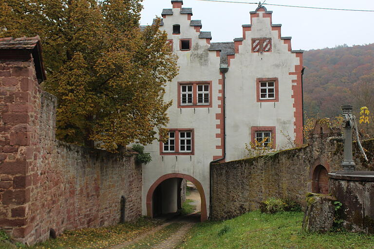 Schloss Wolfsmünster mit Tordurchfahrt zur Saale, aktuelle Ansicht (Foto Ferdinand Heilgenthal) Schloss Wolfsmünster mit Tordurchfahrt zur Saale, aktuelle Ansicht (Foto Ferdinand Heilgenthal)